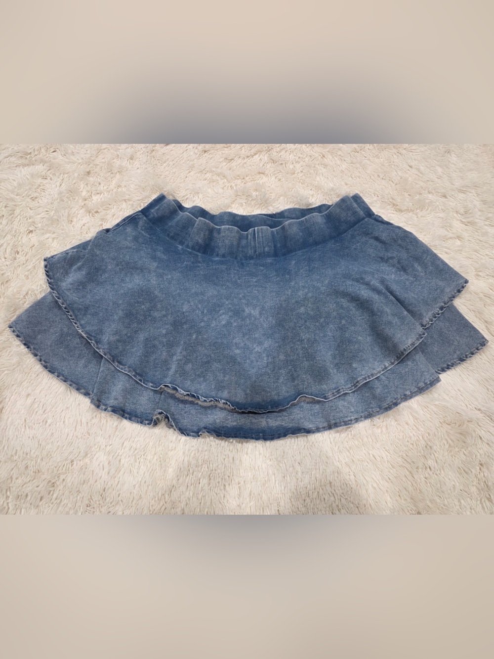 SHEIN Curve Light Blue Denim Skirt double layer ruffle women’s size 28